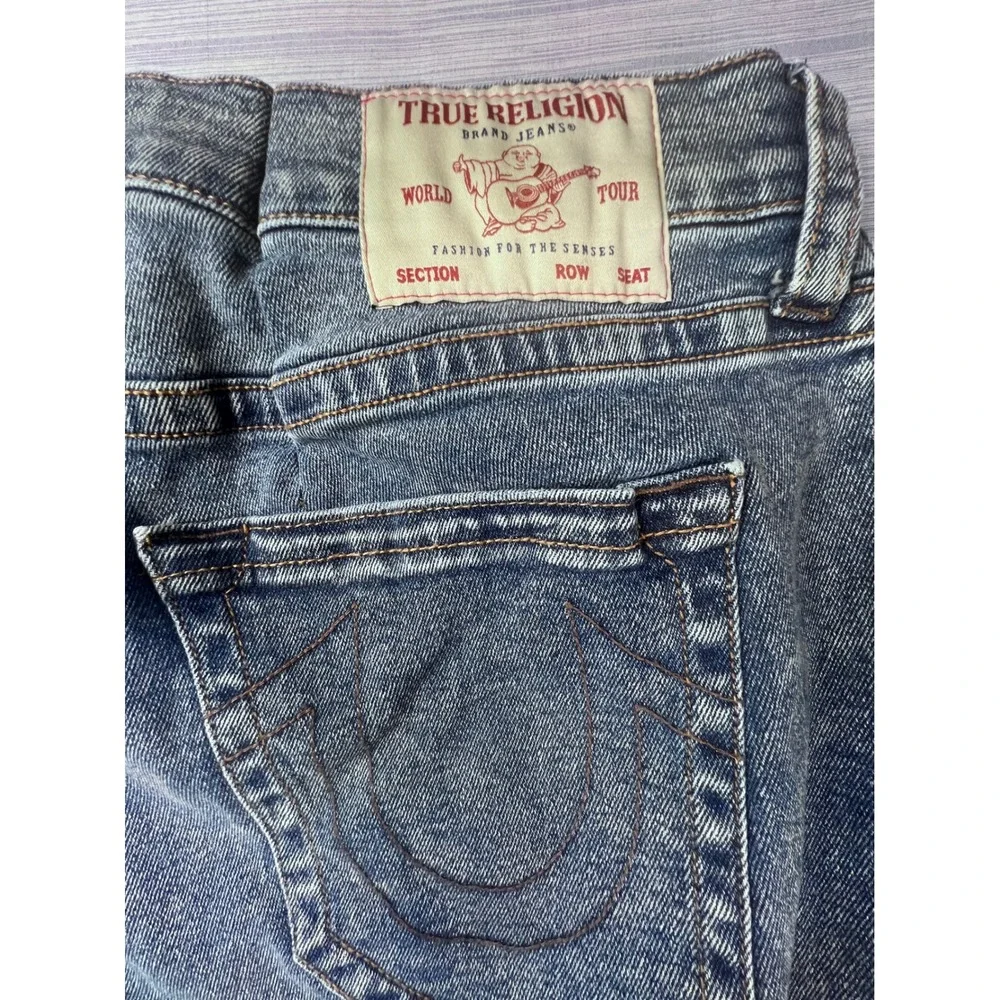 True Religion Ricky Relaxed Straight Jeans Mens 38 Blue Faded Horseshoe Denim